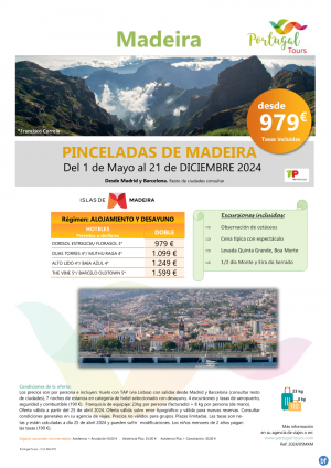 Pinceladas de MADEIRA -Circuito-  De mayo a diciembre desde pennsula - 8 das/7 noches desde slo 979 € 