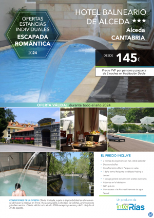 Escapada Romntica hotel Balneario de Alceda 3* (Alceda - Cantabria).- Hoteles para Individuales