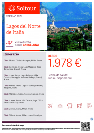 Lagos del Norte de Italia desde 1.978 € , salidas de Junio a Septiembre desde Barcelona