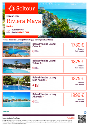Riviera Maya (Mxico) desde 1.780 € , salidas del 24 Junio al 2 Septiembre desde Barcelona