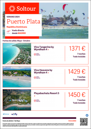 Puerto Plata (Repblica Dominicana) desde 1.371 € , salidas de Mayo a Octubre desde Madrid