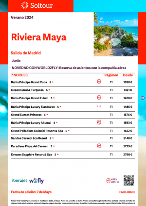 Riviera Maya (Mxico) desde 1.390 € , salidas en Junio desde Madrid