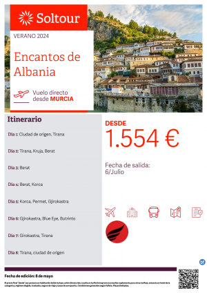 Encantos de Albania desde 1.554 € , salida 6 de Julio desde Murcia