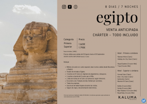 Charter Egipto Todo Incluido 7noches - Venta Anticipada Agosto-Septiembre desde 1.665 € 