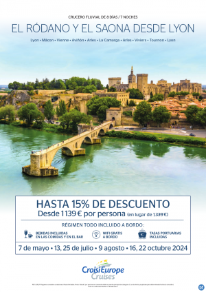 Hasta 15% de DTO - crucero fluvial por el Rdano y Saona - 8 das - rgimen Todo Incluido