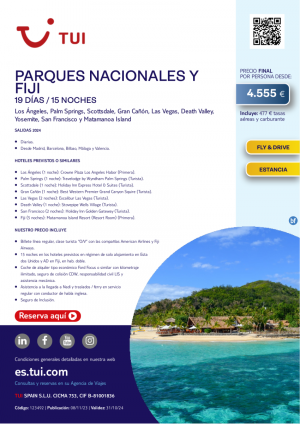 Parques Nacionales y Fiji. 19 d / 15 n. Fly & Drive. Salidas diarias desde 4.555 € 