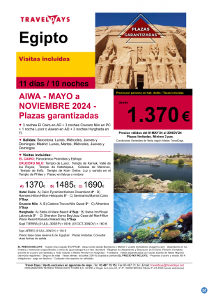 Egipto - AIWA 11 das - Valida hasta 30 de Noviembre - Precio desde 1.370 € 