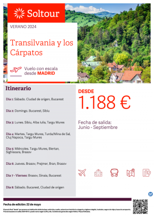 Transilvania y los Crpatos desde 1.188 € , salidas de Junio a Septiembre desde Madrid