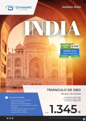 ?INDIA??Cupos 2024 € ?Tringulo de Oro? (8d/6n) Delhi+Jaipur+Agra ? salidas: mad y bcn ? desde 1.345 € 