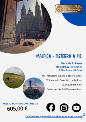 Ruta de los Faros - Malpica - Fisterra a Pie. 9 Noches / 10 Das. Hostales / Pensiones. 605 € 