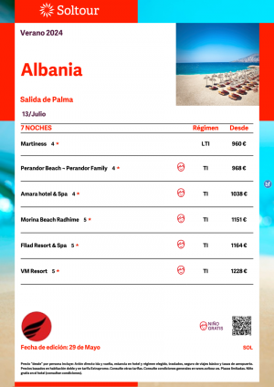 Albania desde 960 € , salida 13 de Julio desde Palma