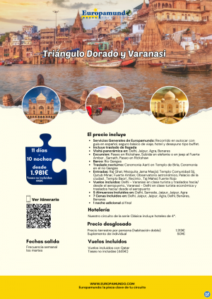 Tringulo Dorado y Varanasi: 11 das desde 1.981 € (vuelos incluidos, tasas no incluidas)