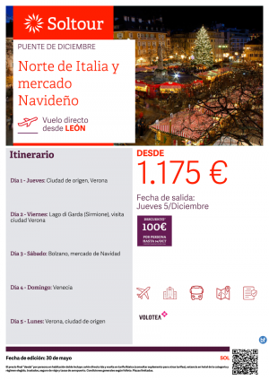 Norte de Italia y mercado Navideo - Especial Puente de Diciembre desde 1.175 € , salida 5 Diciembre desde Len