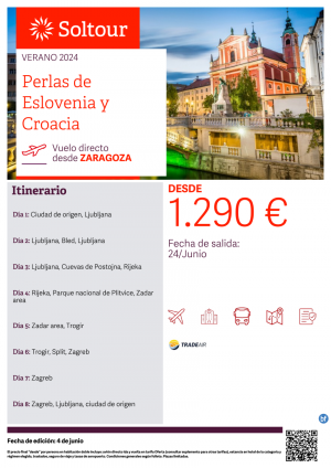 Perlas de Eslovenia y Croacia desde 1.290 € , salida 24 de Junio desde Zaragoza