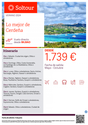 Lo mejor de Cerdea desde 1.739 € , salidas hasta Octubre desde Bilbao