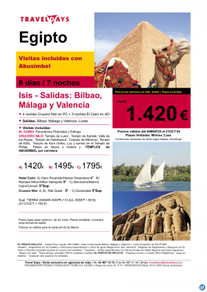 Egipto-ISIS 8 das desde BIO/VLC/AGP desde 1.420 € 