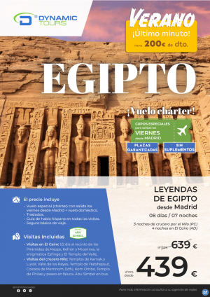 EGIPTO?200? de dto.??Leyendas de Egipto??? CON Abu Simbel?(3cru + 4cai) ? salidas: mad (viernes)?dsd 439 € 