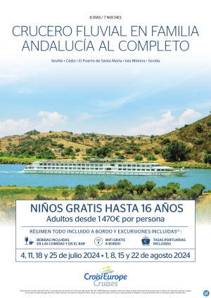 Nios GRATIS hasta 16 aos - crucero por Andaluca - 8 das - rgimen Todo Incluido - julio y agosto