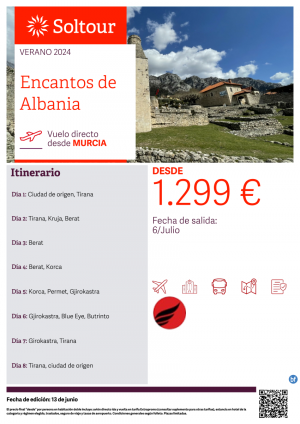Encantos de Albania desde 1.299 € , salida 6 de Julio desde Murcia