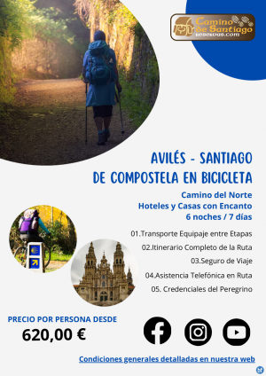 Avils - Santiago en Bicicleta. Camino Norte. 6 Noches / 7 Das. Hoteles y Casas con Encanto. 620 € 