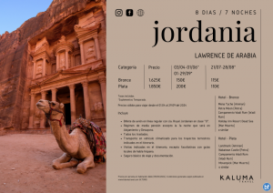 Jordania Lawrence de Arabia 7 noches - Salidas Garantizadas hasta Diciembre desde 1.625 € 