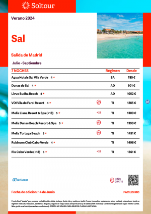 Isla de Sal (Cabo Verde) desde 785 € , salidas de Julio a Septiembre desde Madrid