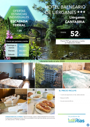 Escapada Termal Hotel Balneario de Lirganes 3* (Lirganes - Cantabria).- Hoteles para Individuales