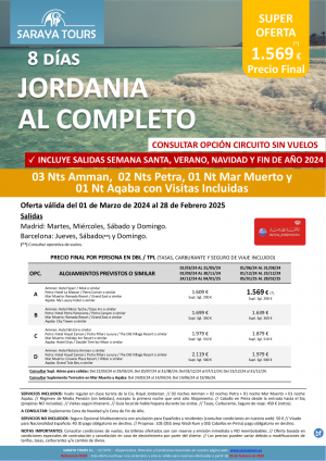 Promo! Jordania al Completo 8 das: Amman, Petra, Mar Muerto y Aqaba con Visitas Incluidas hasta Feb 25