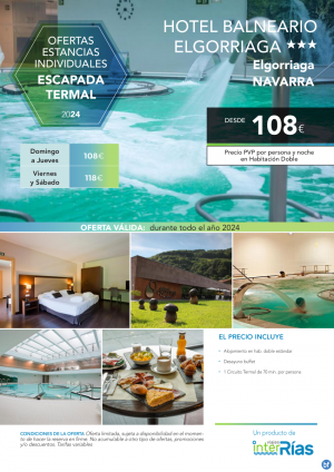 Escapada Termal Hotel Balneario Elgorriaga 3* (Elgorriaga - Navarra).- Hoteles para Individuales