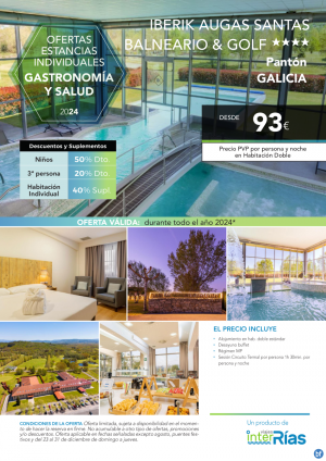 Gastronoma y Salud Iberik Augas Santas Balneario & Golf 4*.- Hoteles para Individuales