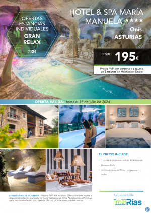 Gran Relax Hotel & Spa Mara Manuela 4* (Ons - Asturias).- Hoteles para Individuales