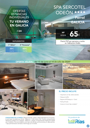 Tu Verano en Galicia Spa Sercotel Oden 4* (Ferrol - Galicia).- Hoteles para Individuales