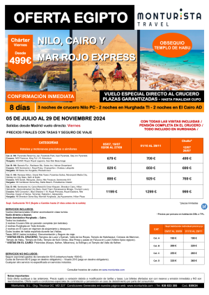 NEW-Nilo,Cairo y Mar Rojo Express*desde 499 € -salida MAD vnes. chrter Aswan,3ncrucero+2nHurghada+2nCai+visitas