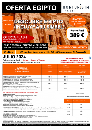 of.Flash-Descubre Egipto(Incluye ABU SIMBEL)**desde 389 € --salida Mad vnes,sb,lun, 8 das 4/3ncrucero+3/4n Cai