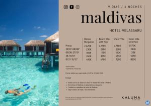 Asombrosa Maldivas Hotel Velassaru 6 noches hasta Diciembre desde 2.625 € 