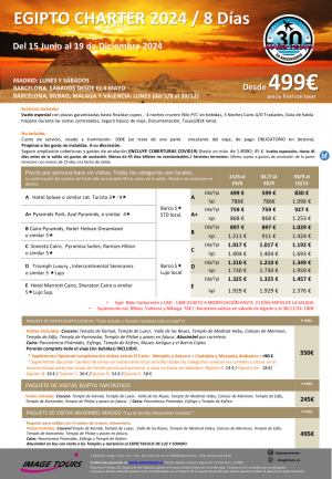 Egipto Charter hasta diciembre 2024 Precios ms ajustados! 8 das desde 499 € 