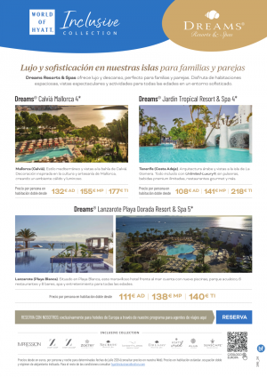  Lanzarote, Mallorca oTenerife al mejor estilo de Dreams Resorts and Spas