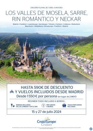 HASTA 590 € DTO + vuelos incluidos de Madrid - crucero fluvial por el Rin - 7 das - rgimen Todo Incluido