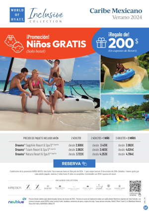 Nios GRATIS Caribe Mexicano con Dreams de Hyatt Inclusive Collection