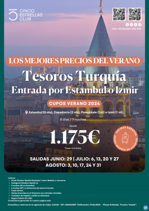 NOVEDAD!! Turquia desde 1.175 € Tesoros Turqua 8d/7n Sal. sbados desde Madrid a Izmir o Estambul en chrter