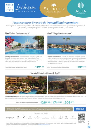 Fuerteventura: sumrgete en la serenidad y belleza natural con Secrets y Alua de Hyatt Inclusive Collection