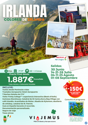 Colores de Irlanda, Salidas garantizadas .7 noches increbles  con DTO directo de -150? por persona.