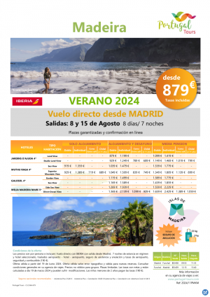 VERANO en MADEIRA- Vuelo directo desde Madrid 8 das/ 7 noches desde slo 879 € 