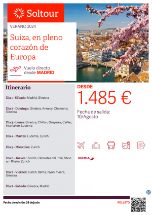 Suiza, en pleno corazn de Europa desde 1.485 € , salida 10 de Agosto desde Madrid