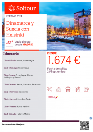 Dinamarca y Suecia con Helsinki desde 1.674 € , salida 21 de Septiembre desde Madrid