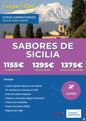 \-Sabores de Sicilia\-: Circuito 8 das visitas incluidas [Cupos y precios garantizados] JUL-SEP **Desde 1295 € **
