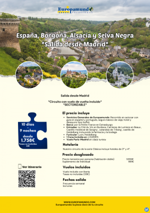 Espaa, Borgoa, Alsacia y Selva Negra: 10 das desde 1.758 € (vuelos incluidos, tasas no incluidas)