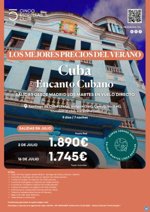 MEJOREs PRECIOs! Encanto Cubano 9d/7n dsd 1.890 € (sal.02jul) y dsd 1.745 € (sal.16jul) sal. martes dsd Madrid