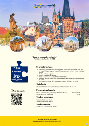 Super Oferta Berln, Praga, Viena: 7 das desde 839 € (vuelos incluidos, tasas no incluidas)