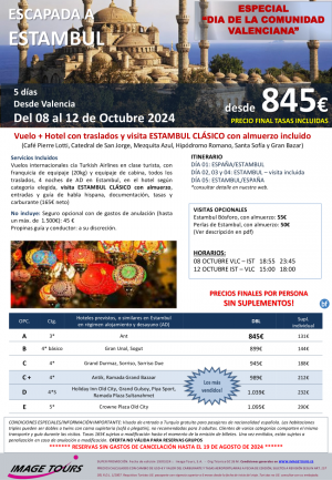 Escapada a Estambul, especial \-Da de la Comunidad Valenciana\- 5d desde 845 € precio FINAL sin suplementos